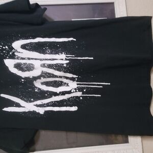 Black Graphic T-Shirt with White Print